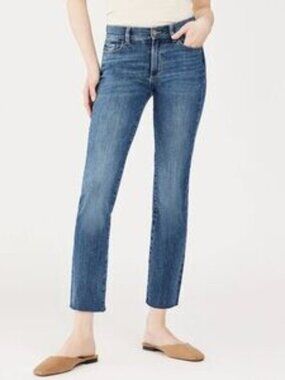 DL1961 Mara Straight Leg Jeans Raw Hem Blue Size 27 (Surprise Gift Included)